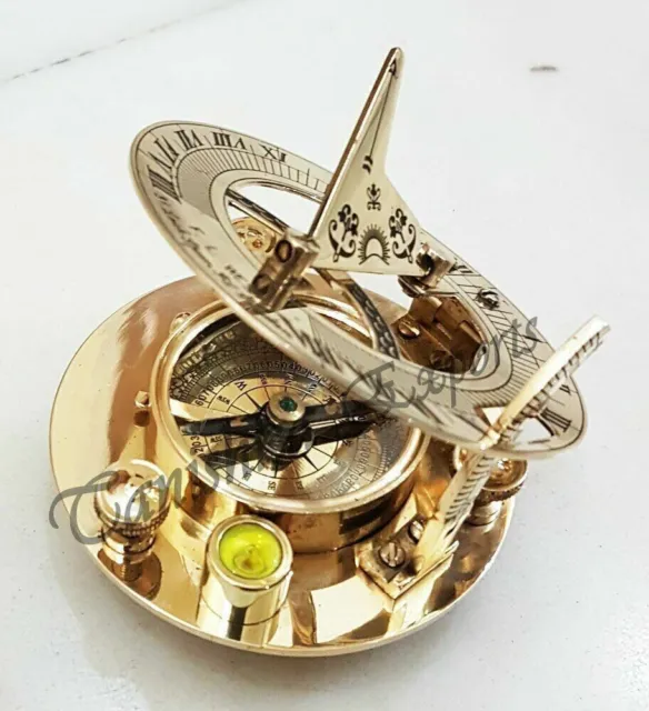 FLWest Nautischer Sonnenuhr-Kompass aus Messing im antiken Stil, 7,6 cm...
