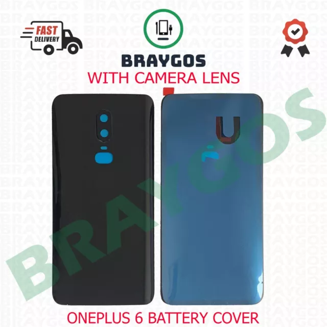 Trasera Batería Funda Para oneplus 6 1+ 6 con Cámara Lente & Adhesivo Negro