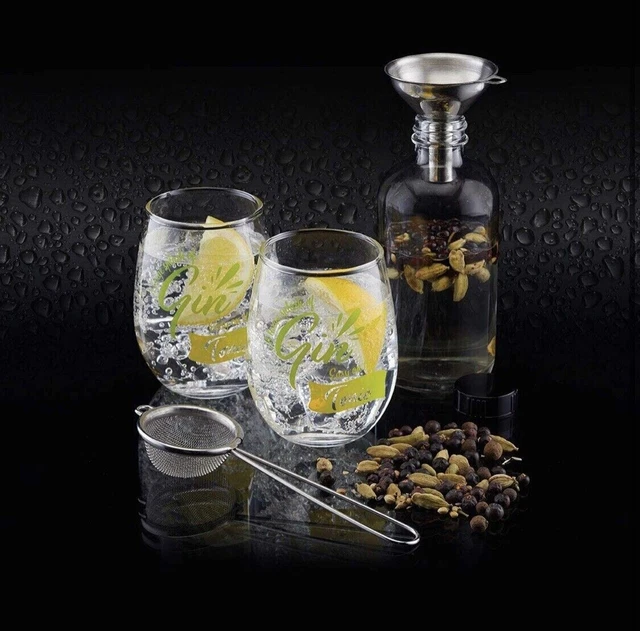 Kit de fabricación de ginebra BarCraft 6 piezas botella de infusión botánica, vidrio, tamiz juego de regalo