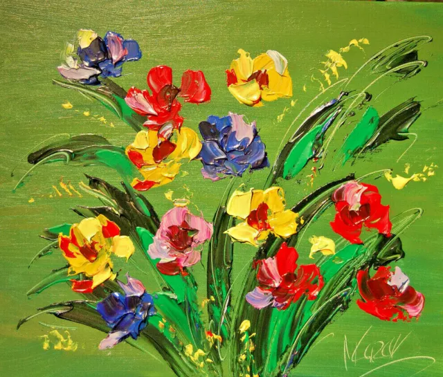 .WILD BOUQUET ABSTRACT ARTWORK DECO canvas painting  Original Oil Painting  4y65