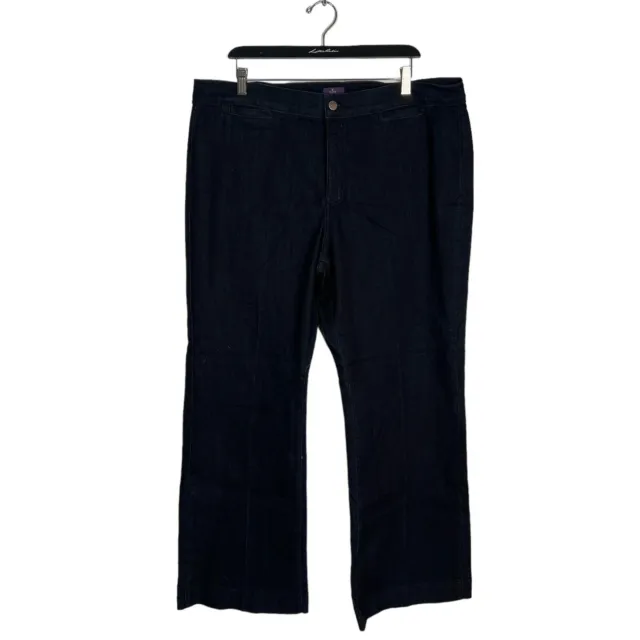 NYDJ Jeans Womens Sz 18 Black Denim Trouser Wide Leg Flat Front hi- Rise A-143