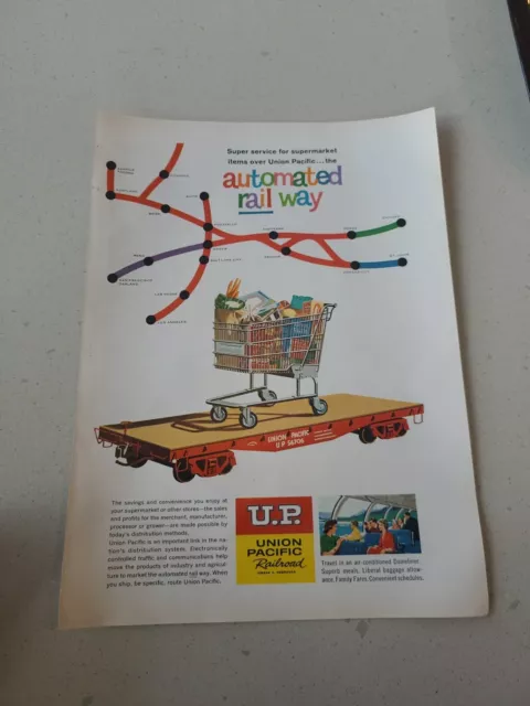 1963 Union Pacific Railroad: Grocery Cart Vintage Print Ad