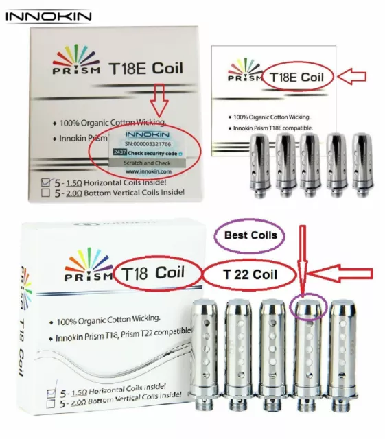 Genuine INNOKIN T18 /T22/T18E Coils Replacement Coil Heads 1.5 ohm Prism Endura