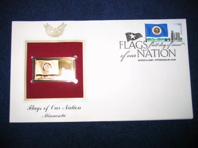 2008 Flags of our Nation Minnesota Replica FDC 22kt Gold Golden Cover Stamp