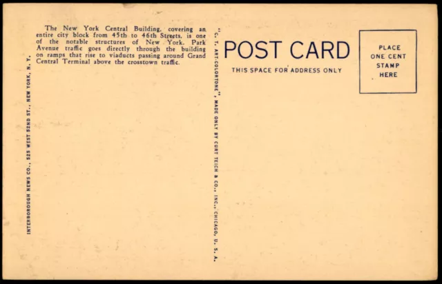 New York City c 1940 Park Avenue USA Post Card No.385 2