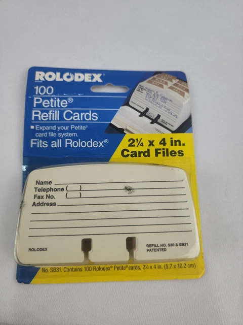 Rolodex Petite Refill Cards 100 New Old Stock Vintage SB-31 1989 Organizer