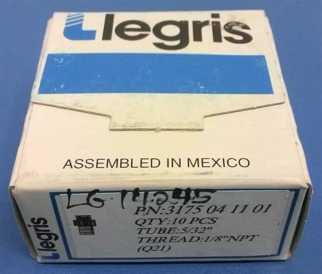 Box of 10 Parker Legris 3175-04-11 Push-to-Connect Fitting 5/32" OD x NPT 1/8"