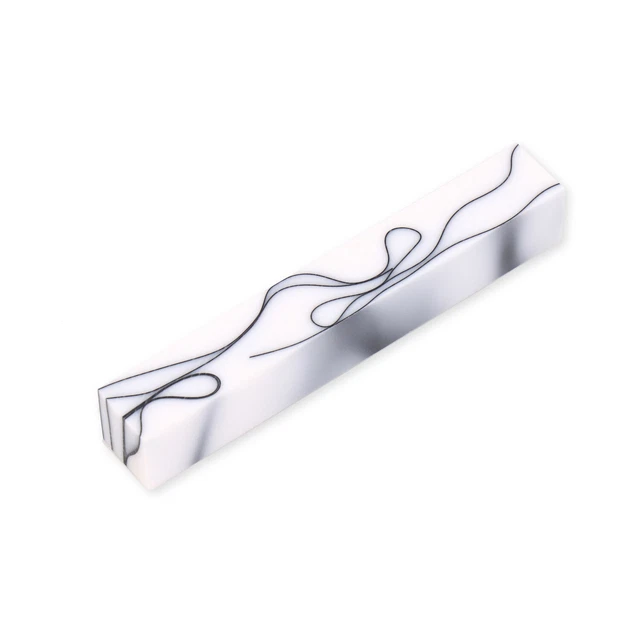 Pluma de acrílico en blanco, blanca con líneas negras, un solo blanco, torneado en madera heredado