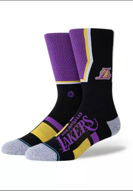 Stance NBA Lakers Los Angeles LA Large L  9-13 Shortcut 2 Crew Socks Kobe