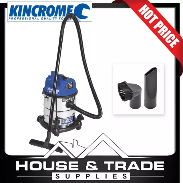 Kincrome Vacuum Cleaner Wet & Dry 20L 1250w KP702