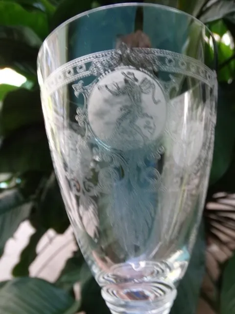 Heisey Clear  Glass Etched Pied Piper Water Goblet (3550) Very Good Used Cond.