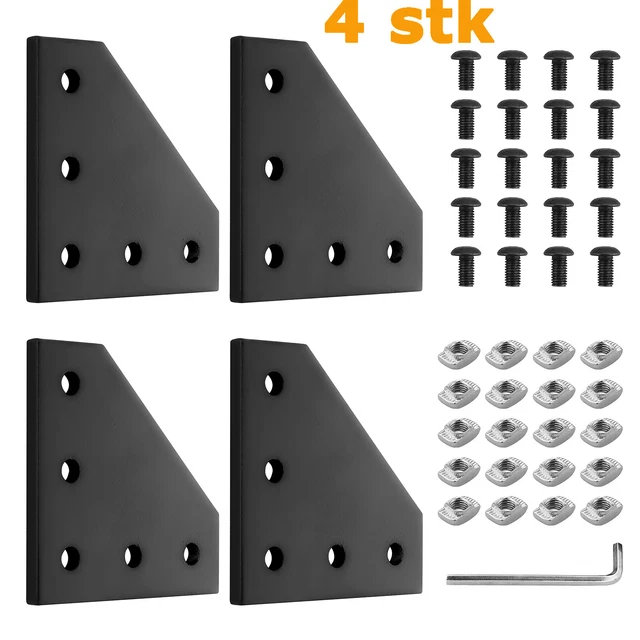 Kreuz-Verbinderplatte Für 40x40 Aluprofile - 157x85mm Außenverbinder 4er Set