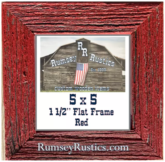 5x5 red washed primitive rustic barn recycled picture frame distressed wood