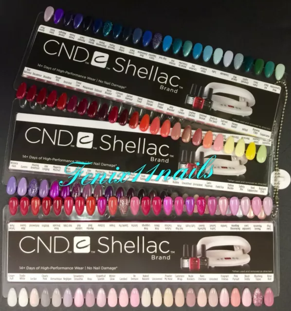 CND SHELLAC Salon NAIL TIP COLOR CHART PALETTE 3pc Set + Chain 136 Colors Ltd Ed