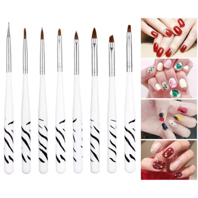 Motif Zèbre UV Gel Ongles Art Pinceau Peinture Stylo Dessin Doublure Poli 8Pcs *