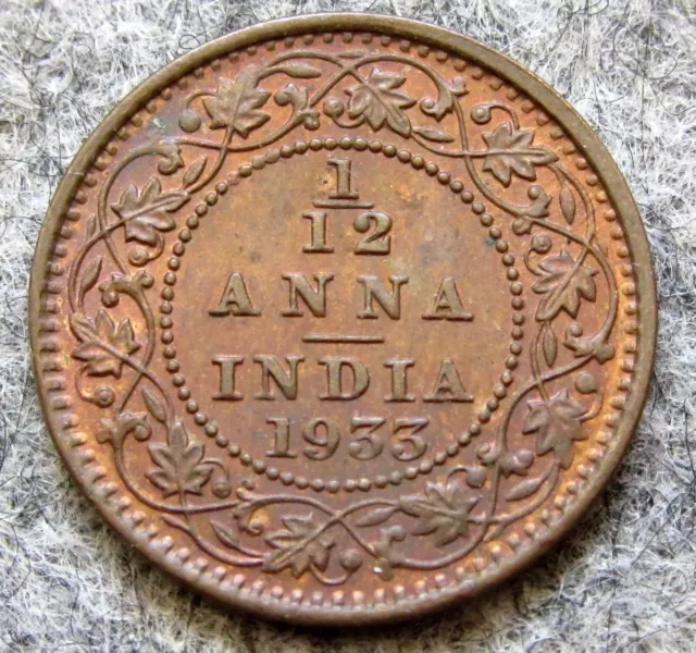 INDIA BRITISH GEORGE V 1933 1/12 ANNA, Calcutta MINT, UNC km# 509