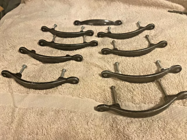 9 Vintage Reclaimed Metal Bar Drawer Pulls 5.5" across