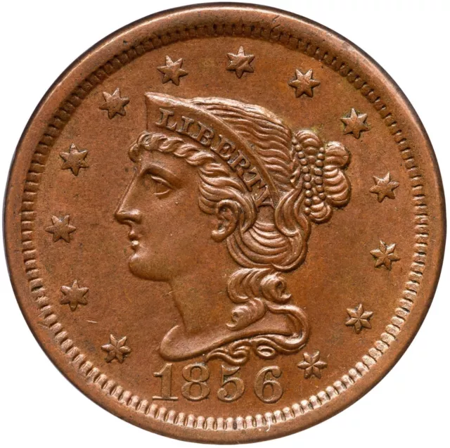 1856 N-6 R-1 ANACS MS 62 BN Braided Hair Large Cent Coin 1c