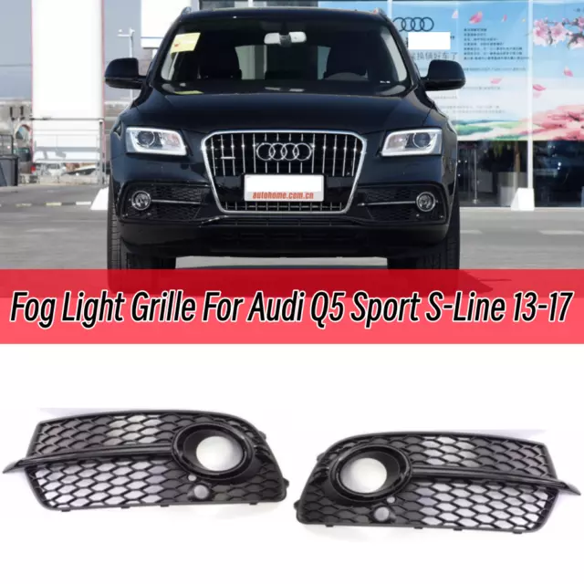 Pair Front Bumper Grill Fog Light Vent Grille Cover For Audi 2013-2016 Q5 S-Line