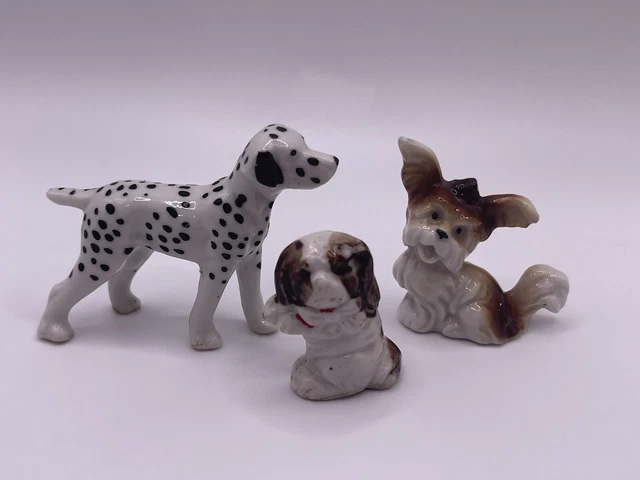 Vintage Porcelain Figurines Miniature Random Dogs Trinkets