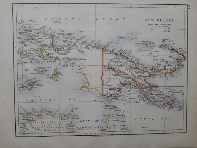 1912 Karte - Neu Guinea Kaiser Wilhelm Land Bismarck Archipel Neu Apfel