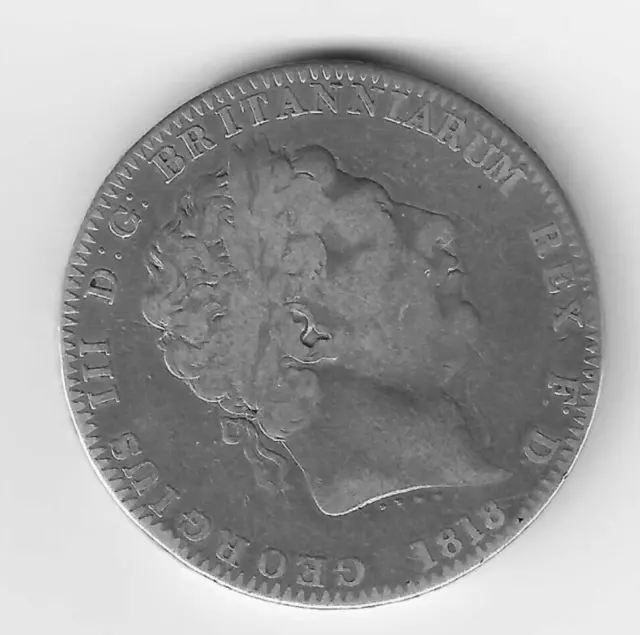 King George III (3rd) 1818 LIX Coinage 5s Crown Georgian British Coin