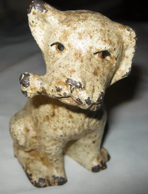 Antique Hubley Usa Cast Iron Puppy Dog Toy Bone Art Statue Sculpture Doorstop Us