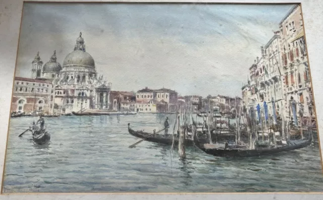 Vittore Zanetti Zilla Watercolour Of Venice 1864-1946. Original. 14x9 And Half