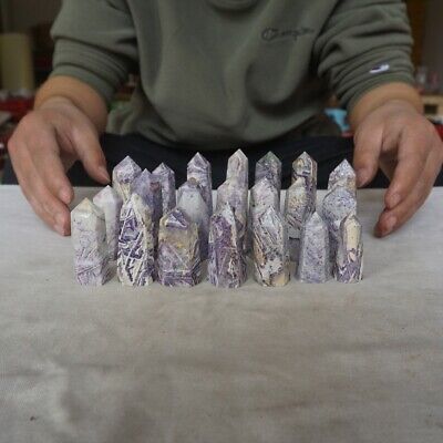21Pcs 1Kg Natural Purple Tiffany Stone Violet Quartz Crystal Point Tower Healing