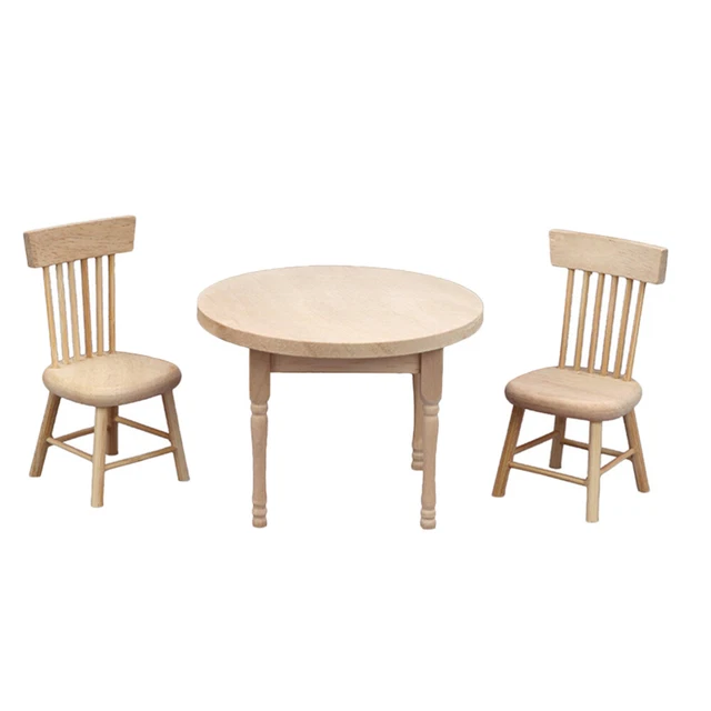 Mesa Redonda Y Sillas Comida Juguete Para Bebés Muebles De Muñeca Madera