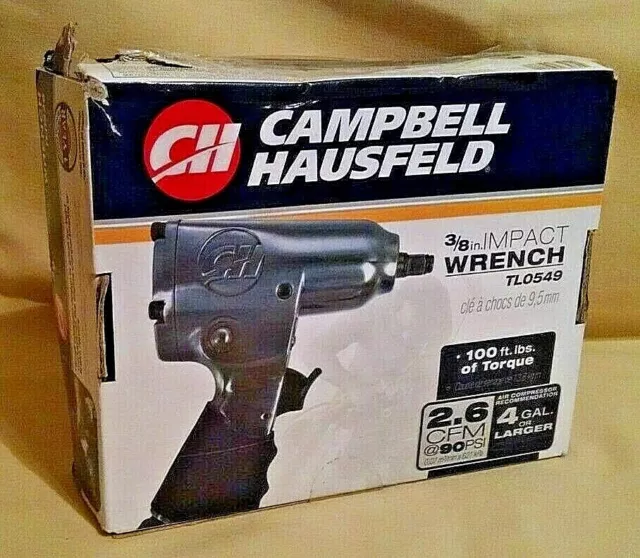 Llave De Impacto 3/8" Tlo549 Campbell Hausfeld Nueva 100 Ft Lb 2.6 Cfm 90 Psi 4 Galones.