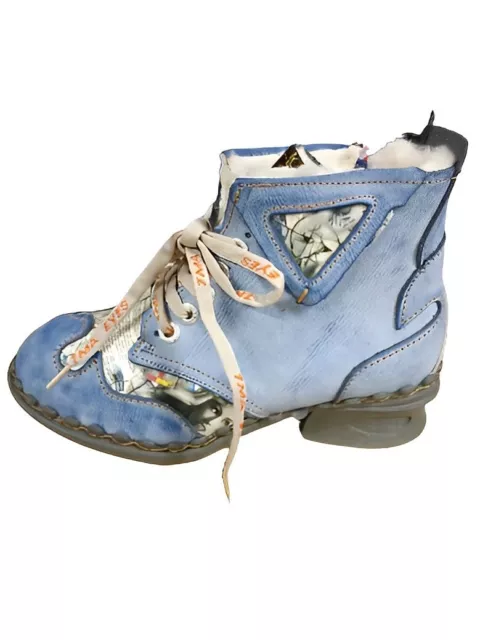 TMA 5171 Bottines Femme Cuir Véritable Bottes Fourrées Bleu Gr. 37 Neuf