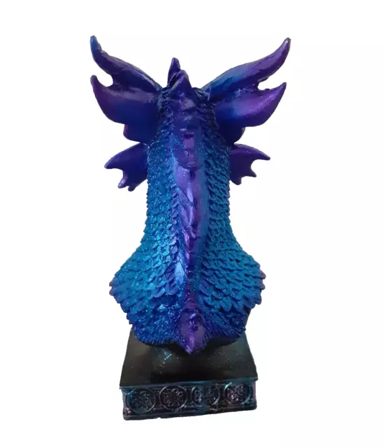 Blue Dragon Head on Stand Decorative Ornament 16.5 cm High Fantasy Gothic 3