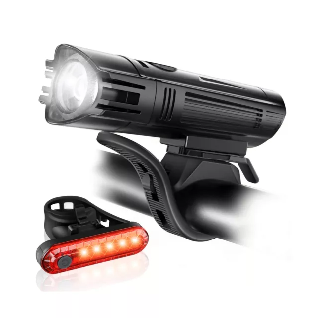 Ascher Ultra Bright USB Rechargeable Bike Light Set, Powerful Bicycle Front H...