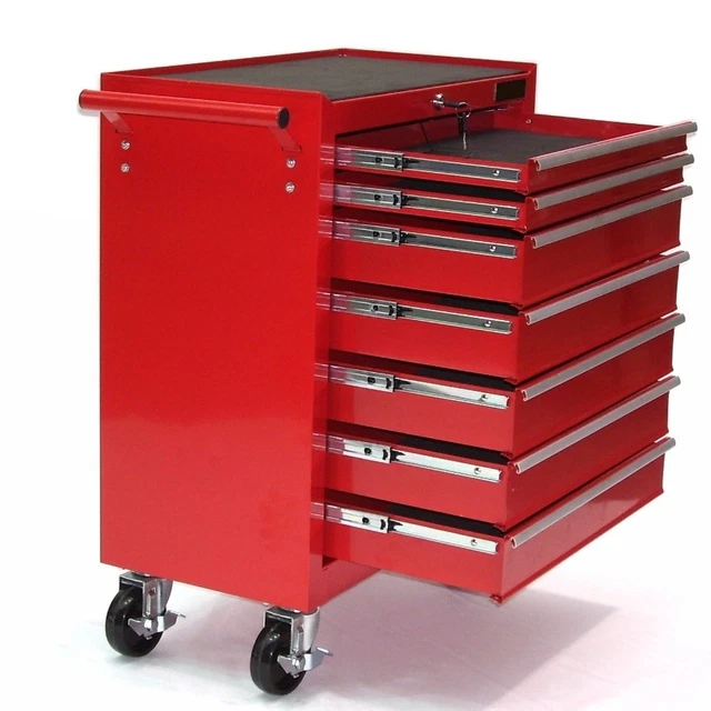 Carrello Da Officina AREBOS A 9 Scomparti - Con Cassetta Estraibile, Serratura E Freni, Nero