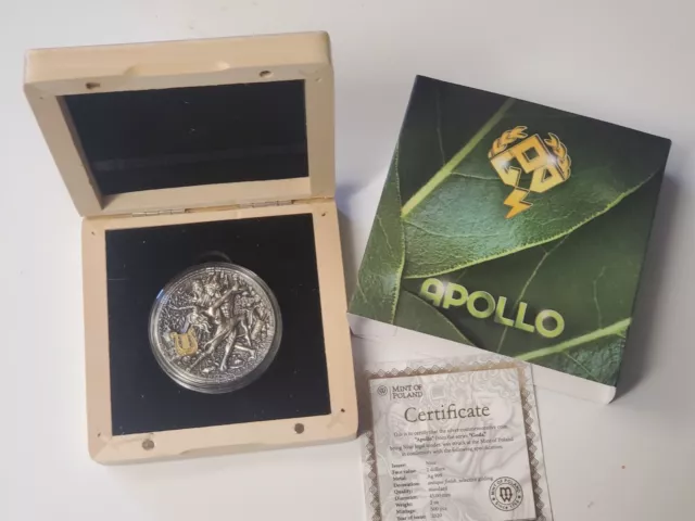 2020 Niue $2 APOLLO God Of The Sun Gods Antique Finish 2oz .999 Silver Coin