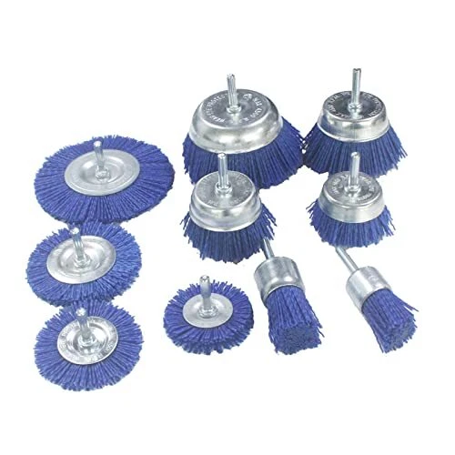 JUNLIXN 10 Pcs Nylon Wire Brush Wheel Sets 1/4 Inch Shank Abrasive Nylon Fibe...