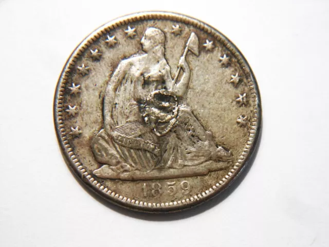 1859-S Seated Liberty Silver Half Dollar with VF details,  Nice Low Mintage 566K