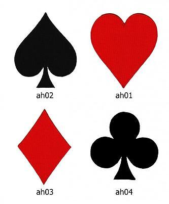 as20 Karten Poker Ass Herz Pik Good Luck Aufnäher Bügelbild Flicken 6,6 x 6,6 cm 