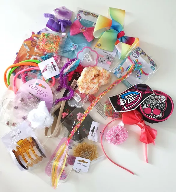 Job Lot Girls Hair Clips Accessories 30+ Cards / Sets My Little Pony Jojo Trolls