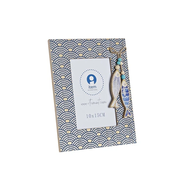 Cadre photo DKD Home Decor Verre Naturel Bleu MDF Blanc Spirales méditerranéen (