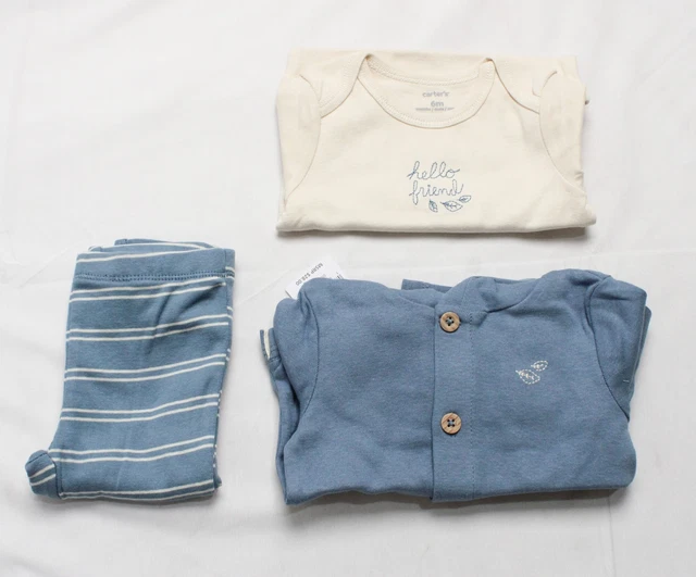 Carter's Baby Boys' 3-Piece Little Cardigan Set CD4 Blue/White Size 6M NWT