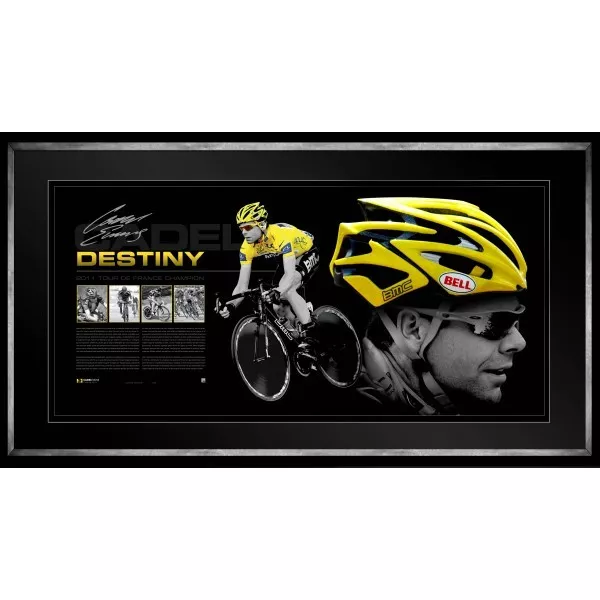 Cadel Evans Destiny Hand Signed & Framed Limited Edition Bell Helmet Certificate