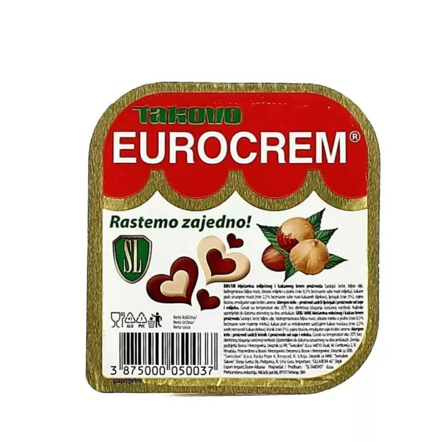 (EUR 12,22/1 kg) Banda de pan Eurocrem 90 g Swisslion Takovo chocolate Eurocream