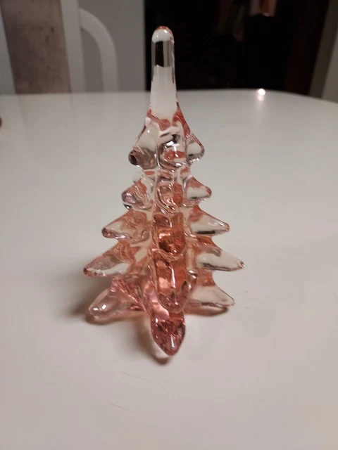 Vintage Christmas Tree Crystal Clear / Pink Glass Pine Tree 5.25” tall Vintage Christmas Tree Crystal Clear / Pink Glass Pine Tree 5.25” tall