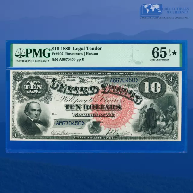 Fr.107 1880 $10 Ten Dollars "Jackass" Legal Tender Note, PMG GEM 65* EPQ #70450