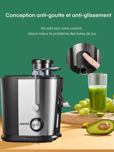 Extracteur Jus Centrifugeuse 600W Bouche En Acier Inox extracteur Fruits Légumes