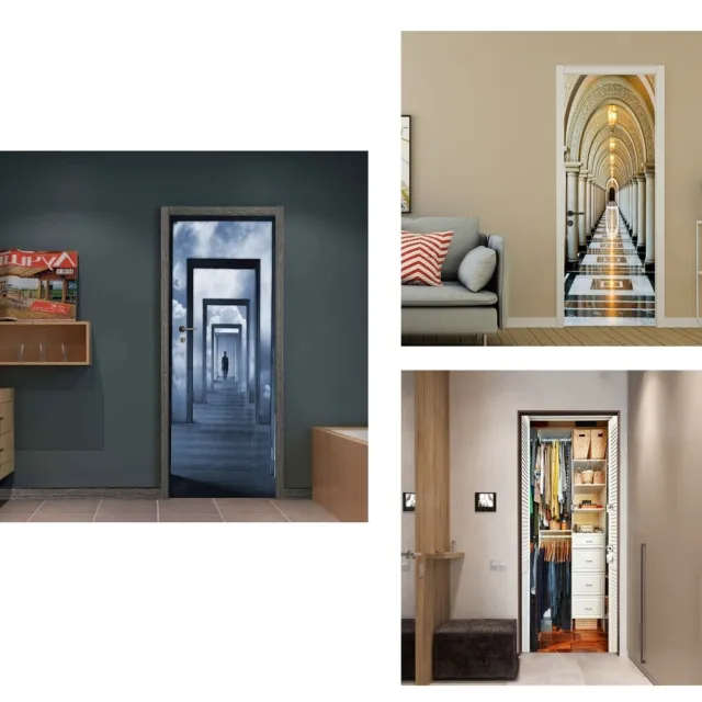 3D Door Stickers Self-adhesive Wall Art Decal for Living Room Bedroom Decor