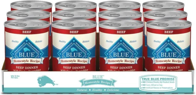 Blue Buffalo Homestyle Recipe Natural Adult Wet Dog Food, Beef 12.5 oz /12 cans