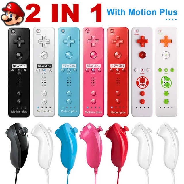 1/2x Wireless Motion Plus Controller & Nunchuck For Nintendo Wii / Wii U +Case a